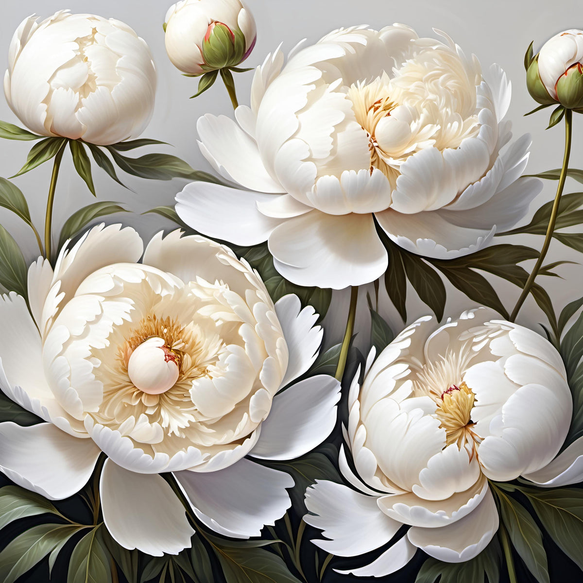 White Peony Floral Print: Elegant Botanical Wall Art (Digital Download) 2