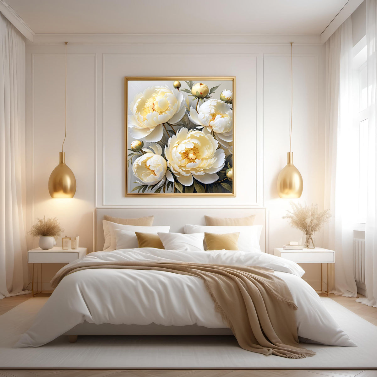 Yellow Peony Floral Art Print: Elegant Botanical Illustration (Digital Download)