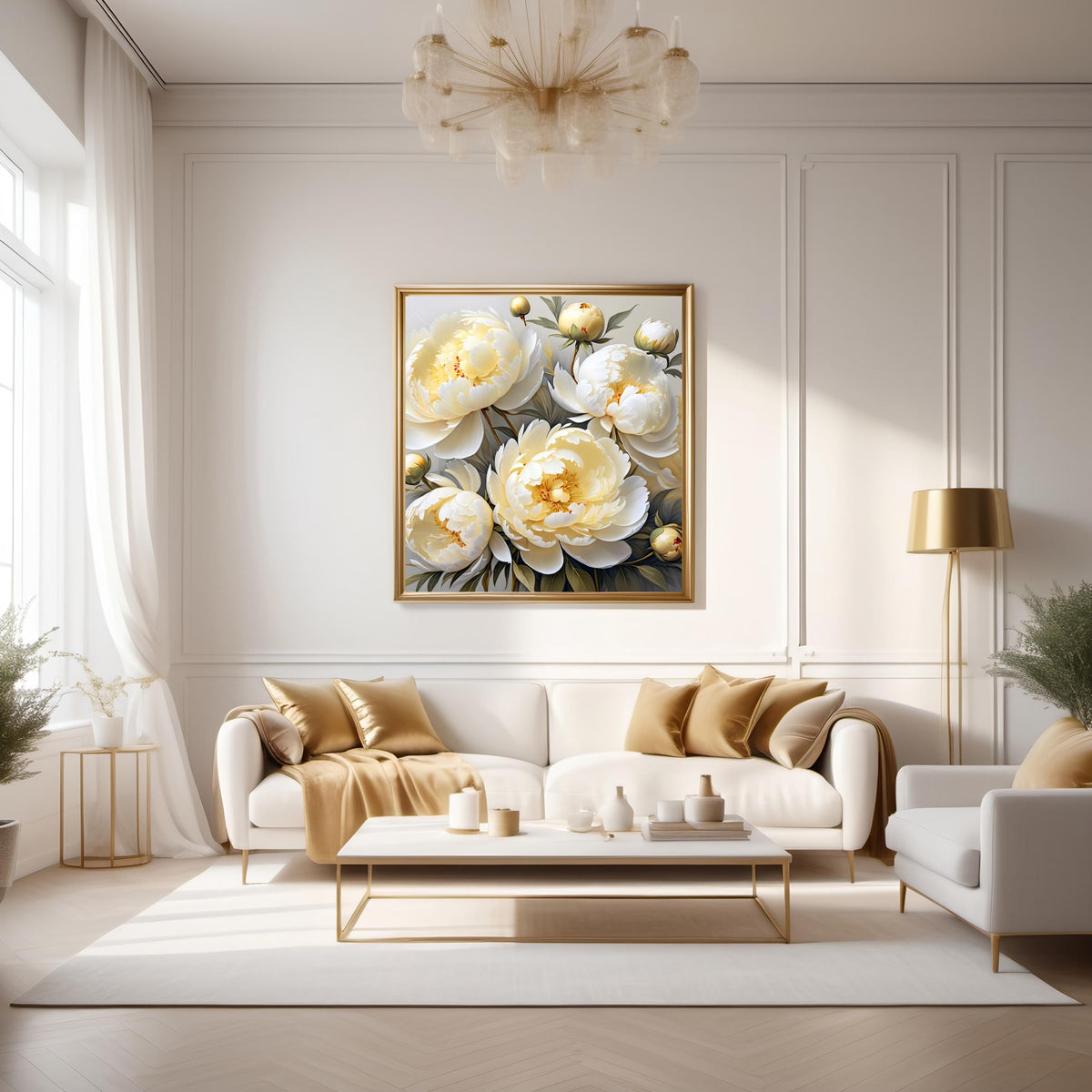 Yellow Peony Floral Art Print: Elegant Botanical Illustration (Digital Download)