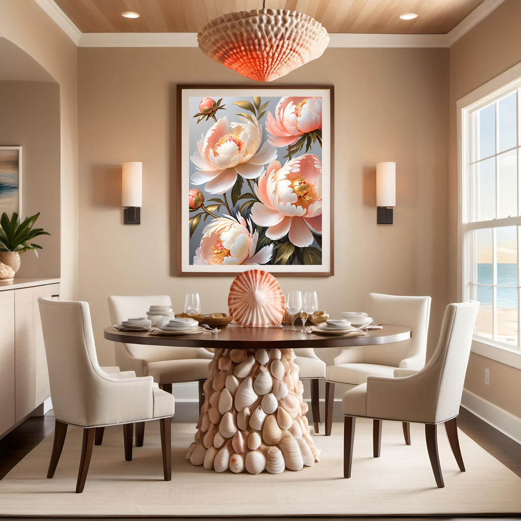 Coral Peony Floral Print: Elegant Botanical Wall Art (Digital Download)