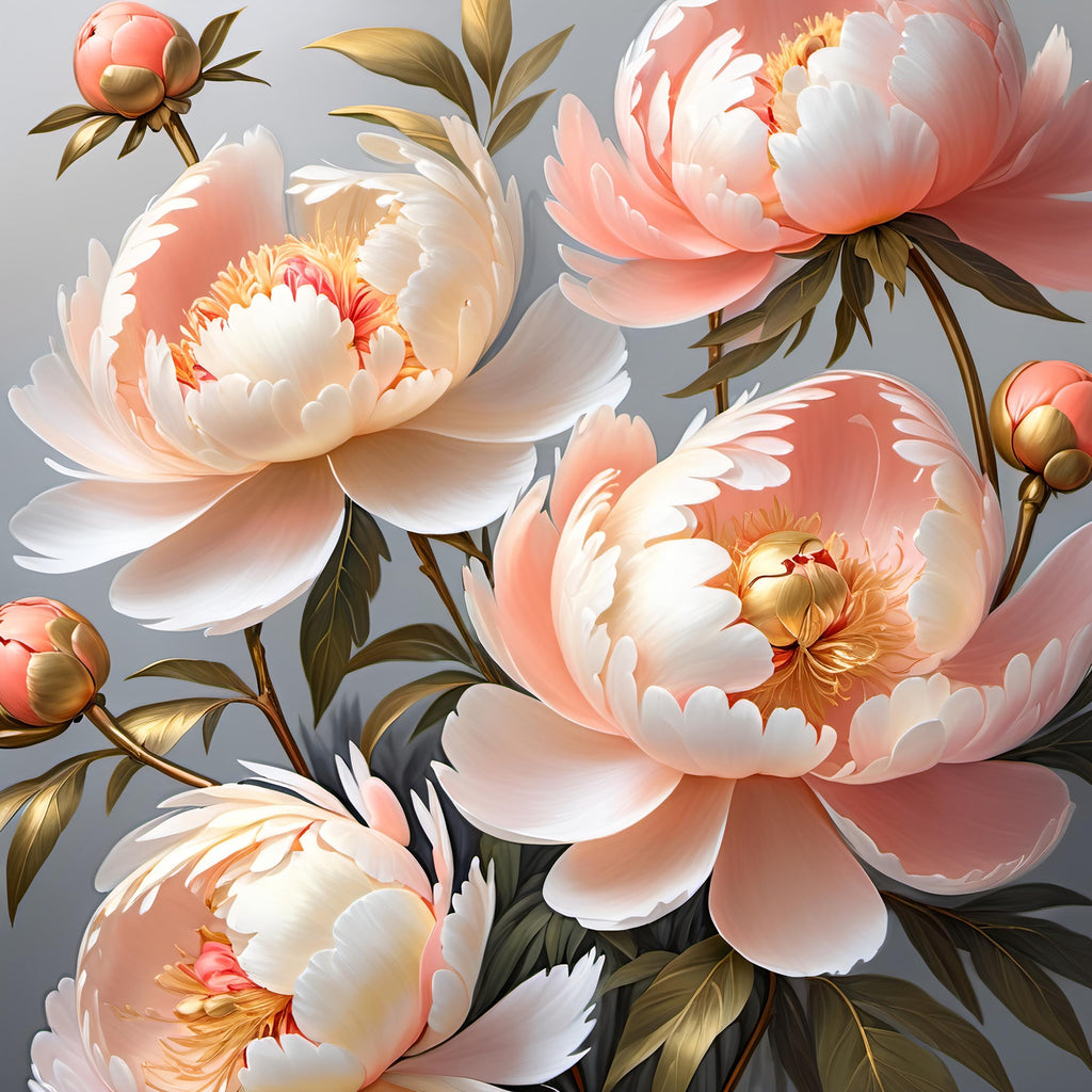Coral Peony Floral Print: Elegant Botanical Wall Art (Digital Download)
