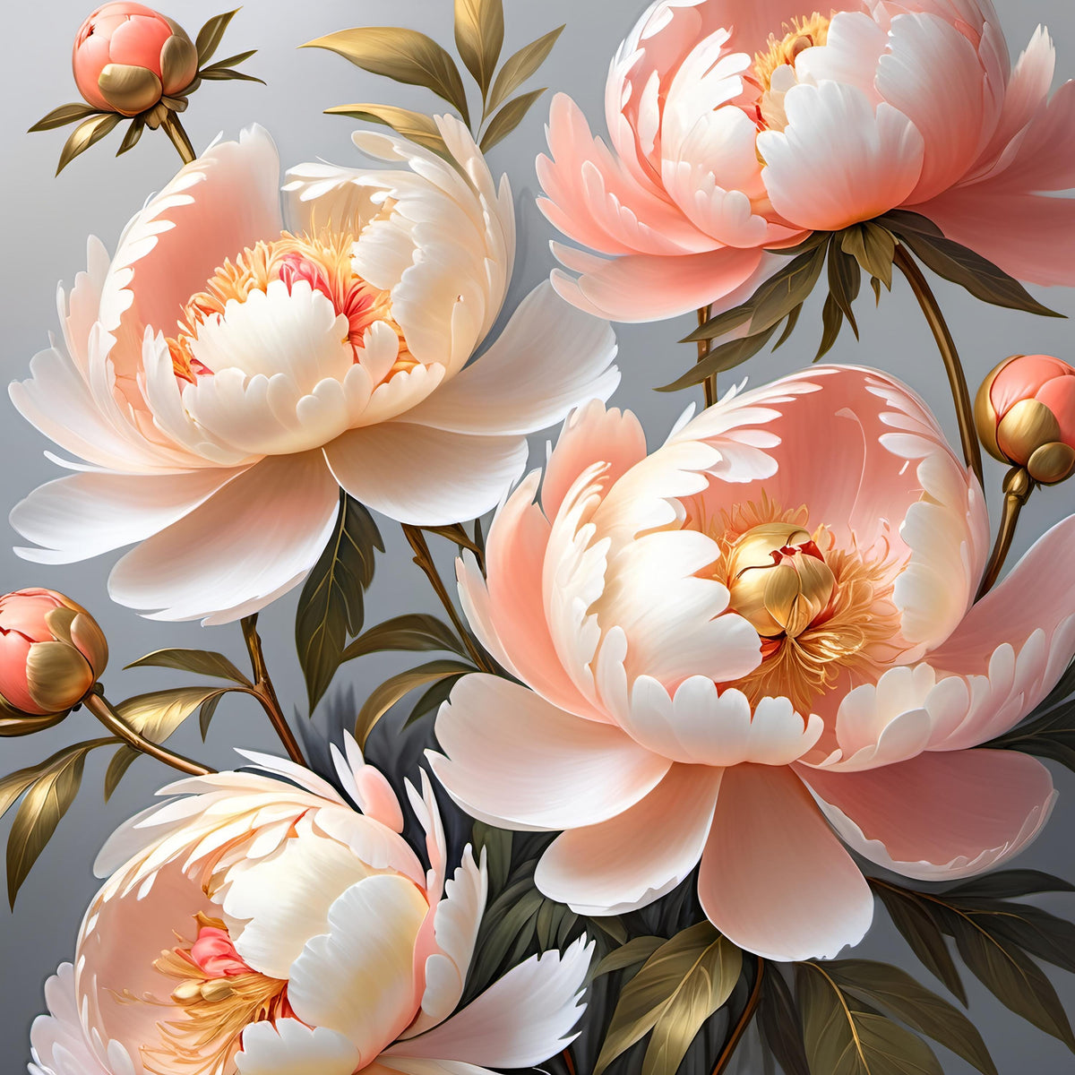 Coral Peony Floral Print: Elegant Botanical Wall Art (Digital Download)