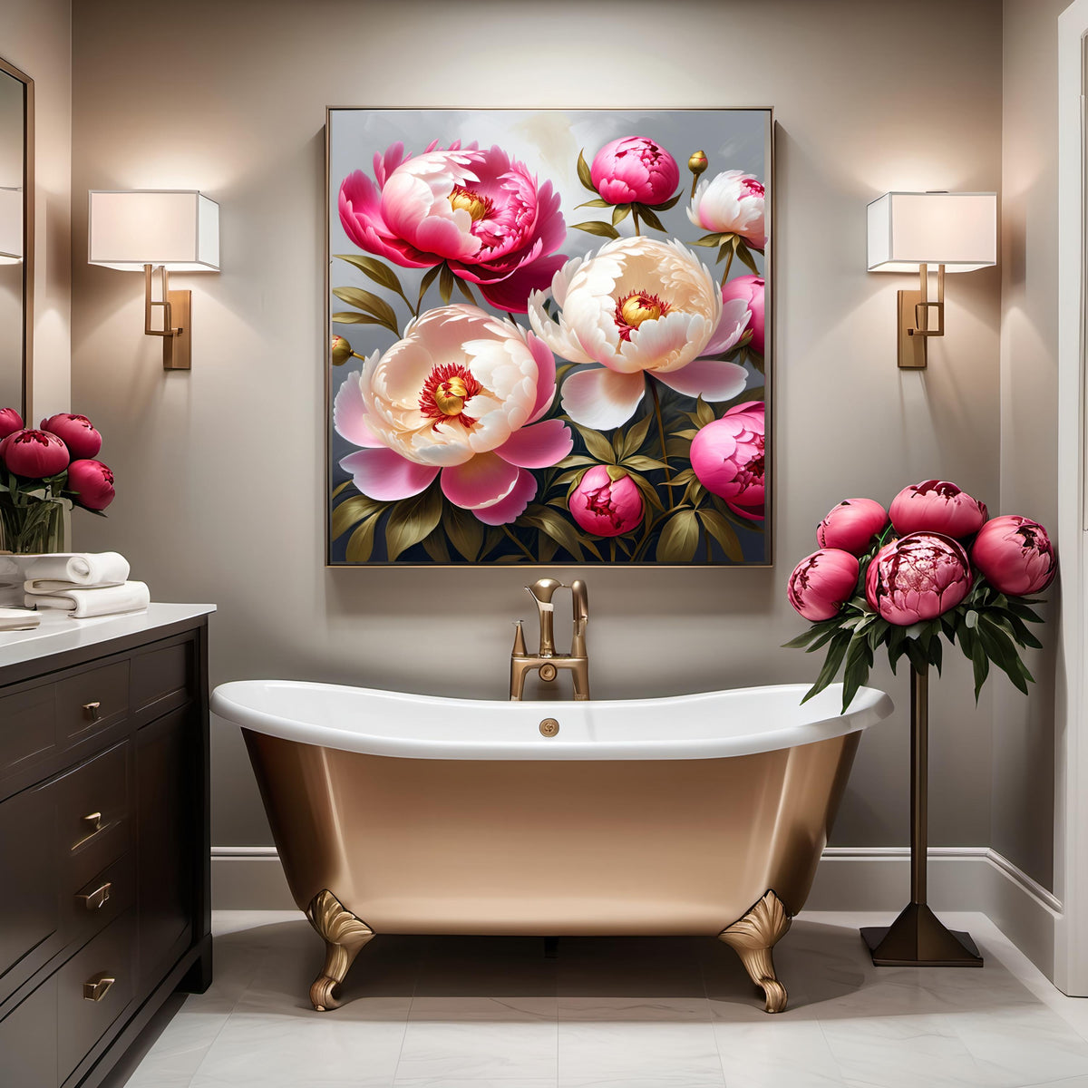Pink Peony Floral Print: Elegant Botanical Wall Art (Digital Download)