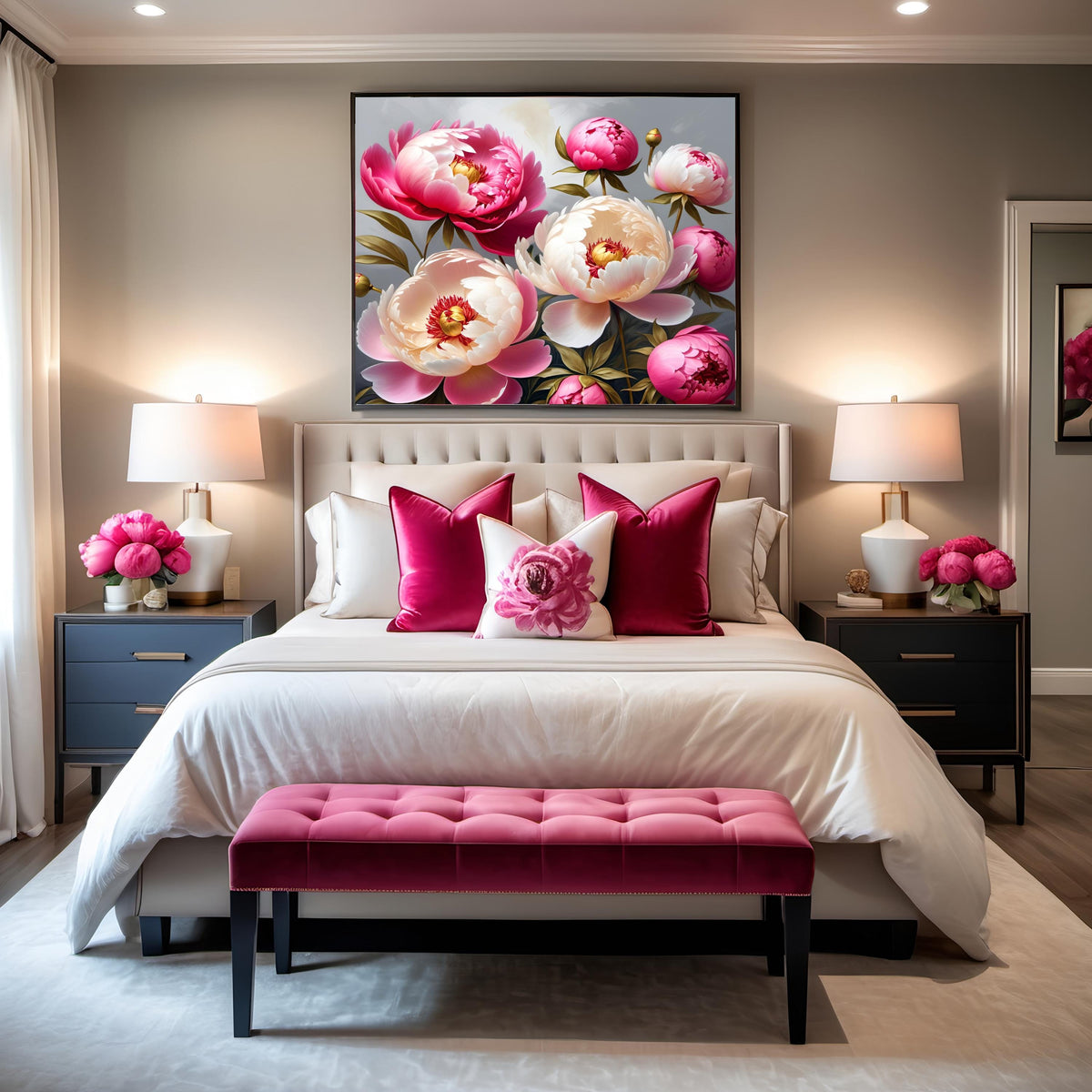 Pink Peony Floral Print: Elegant Botanical Wall Art (Digital Download)