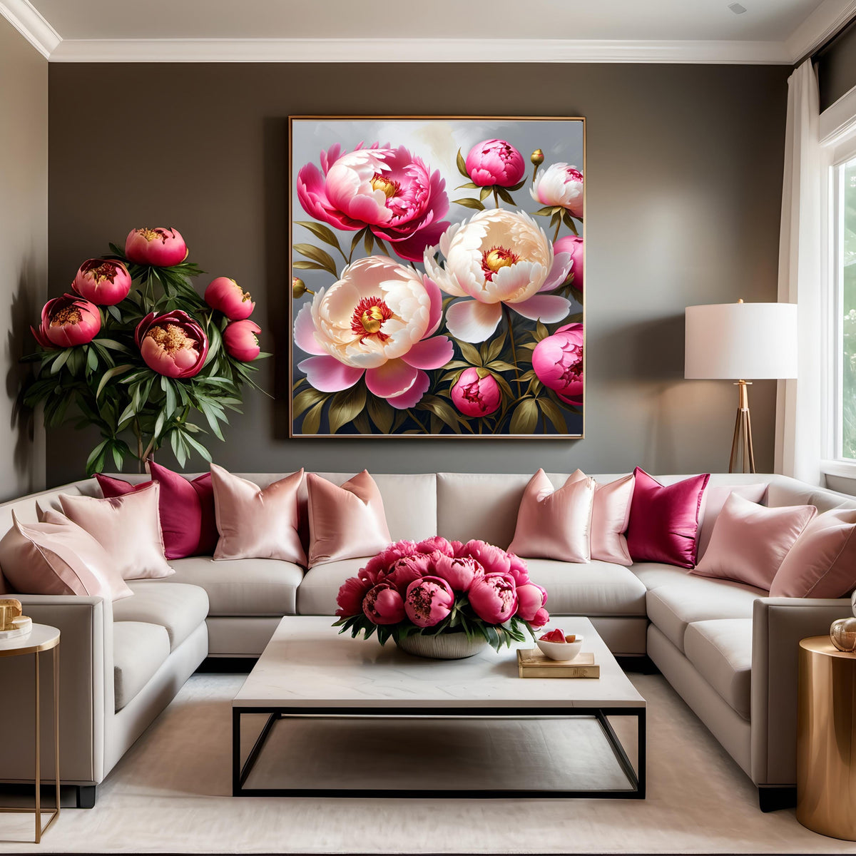 Pink Peony Floral Print: Elegant Botanical Wall Art (Digital Download)