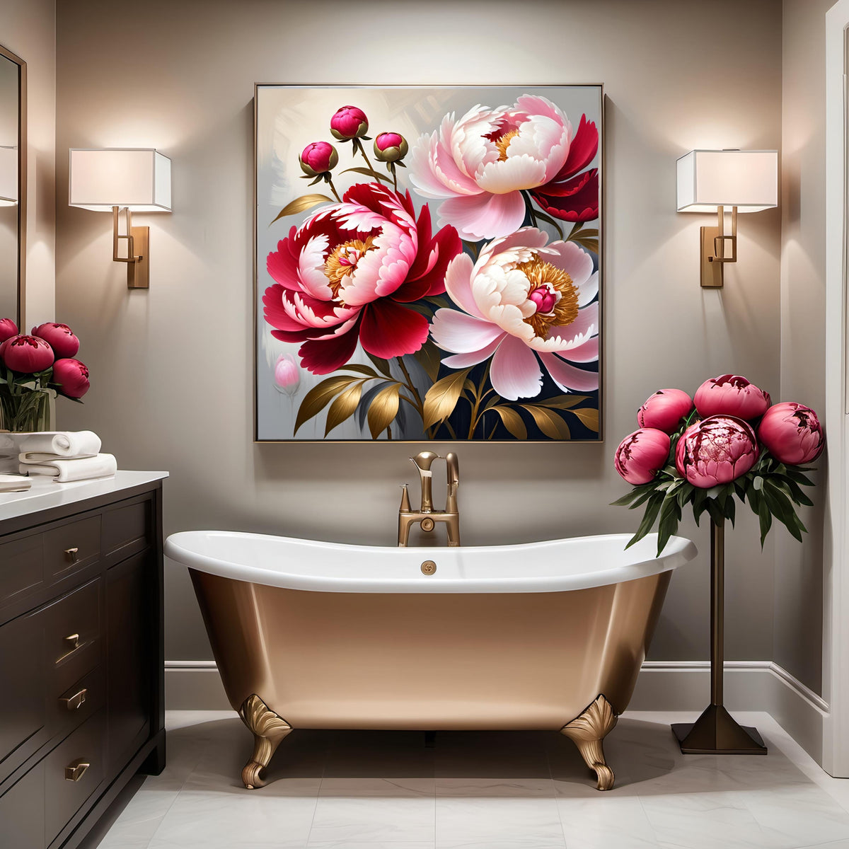 Pink Peony Floral Print: Ruby & Rose Garden (Digital Download)