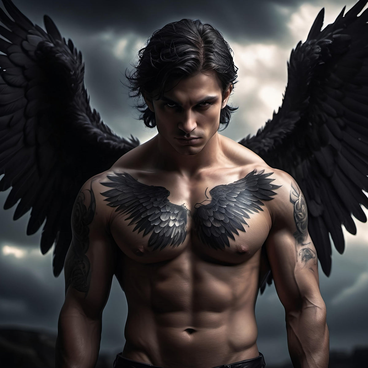 Dark Angel Wing Tattoo Print: Celestial Gothic Art (Digital Download)