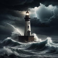 Stormy Sea Lighthouse Print: Dramatic Coastal Nautical Wall Art (Digital Download)
