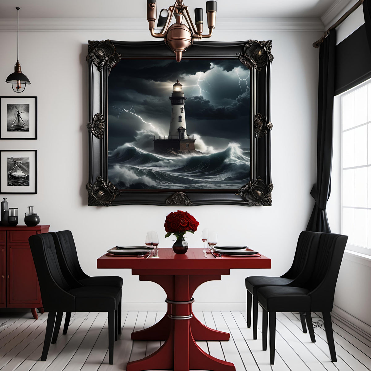 Stormy Sea Lighthouse Print: Dramatic Coastal Nautical Wall Art (Digital Download)