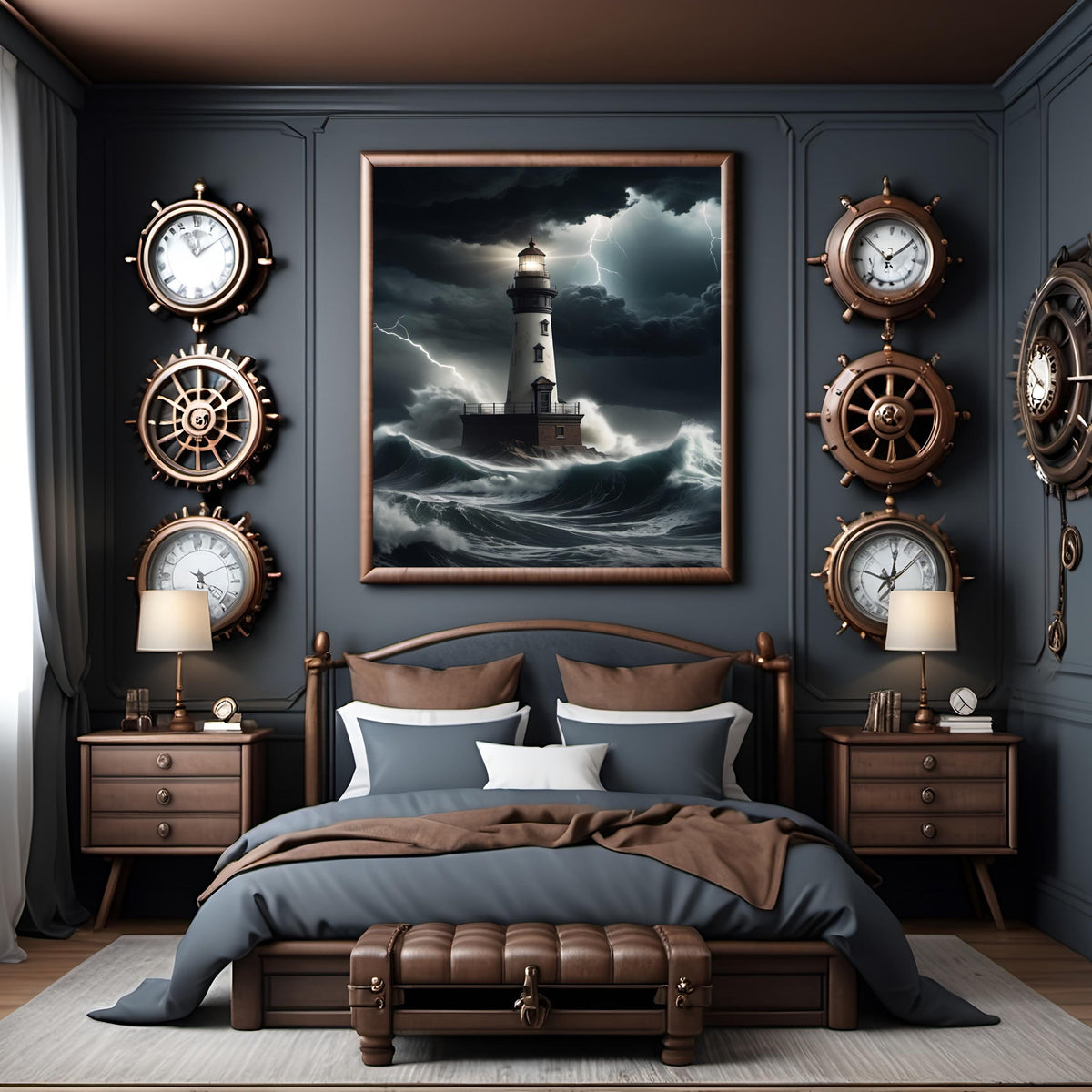 Stormy Sea Lighthouse Print: Dramatic Coastal Nautical Wall Art (Digital Download)