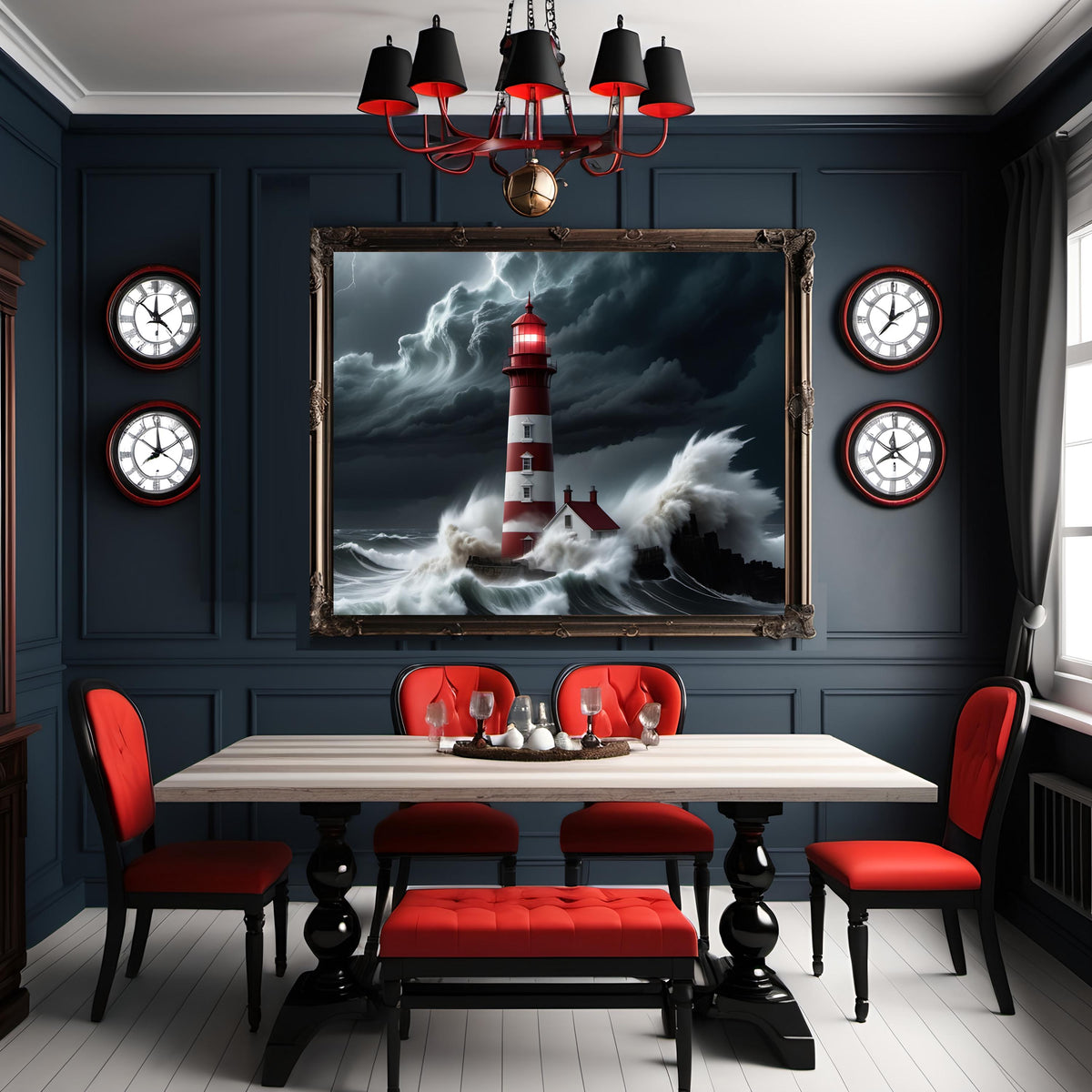 Stormy Sea Lighthouse Print: Coastal Nautical Digital Art (Digital Download)