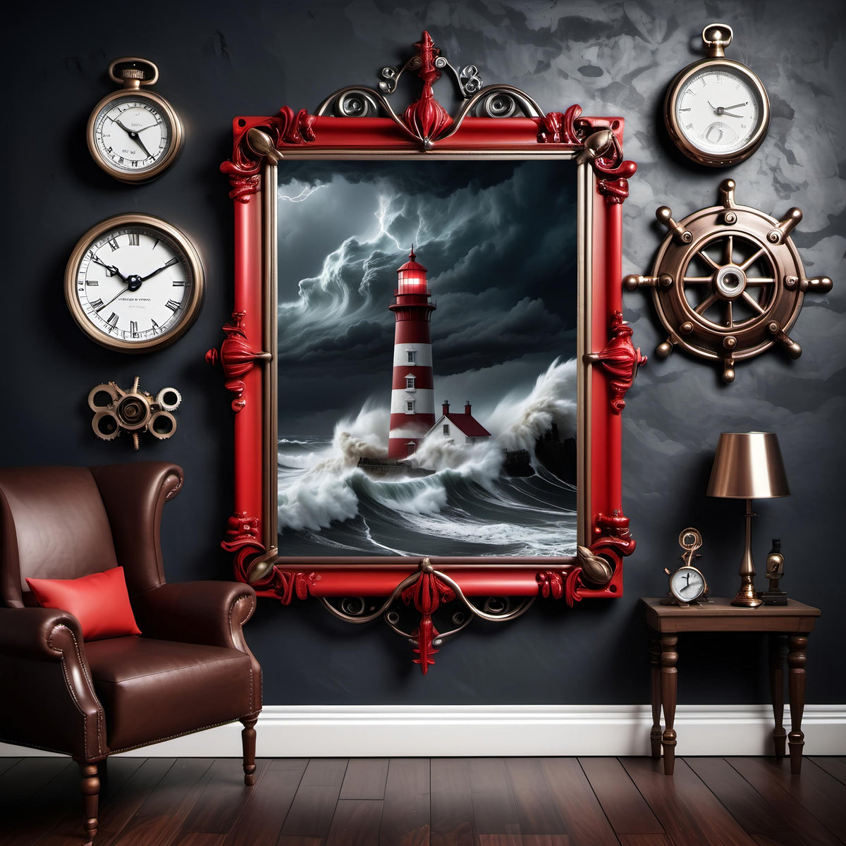 Stormy Sea Lighthouse Print: Coastal Nautical Digital Art (Digital Download)