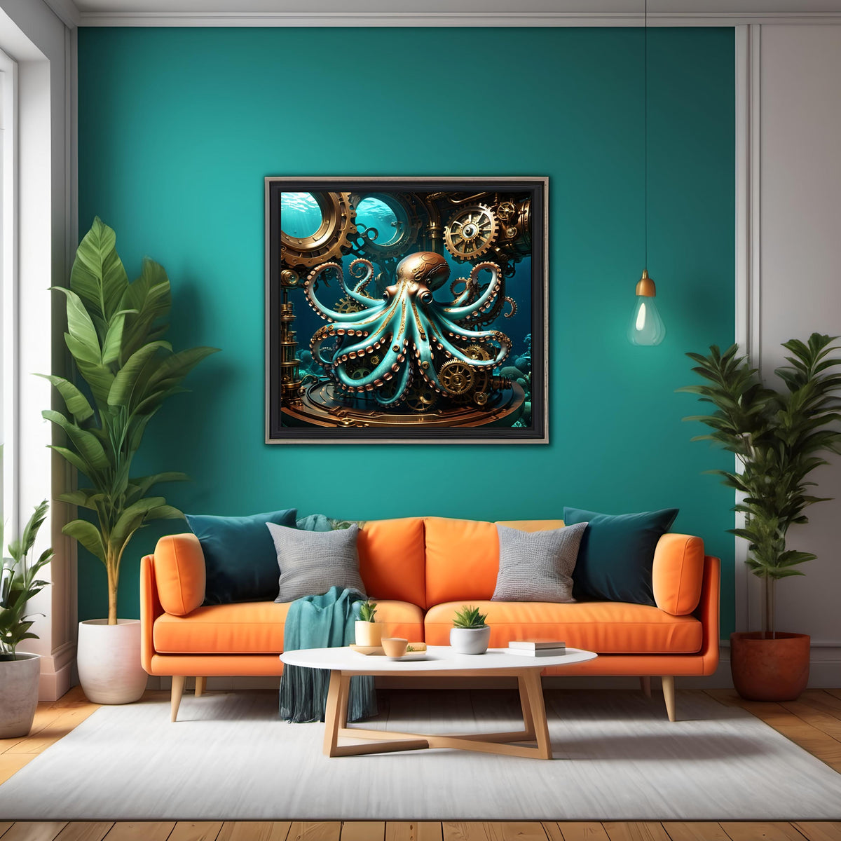 Steampunk Octopus Art Print: Mechanical Sea Creature (Digital Download)