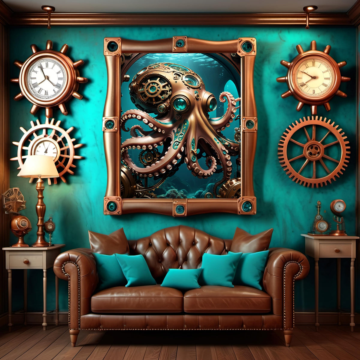 Steampunk Octopus Art Print: Futuristic Ocean Decor (Digital Download)