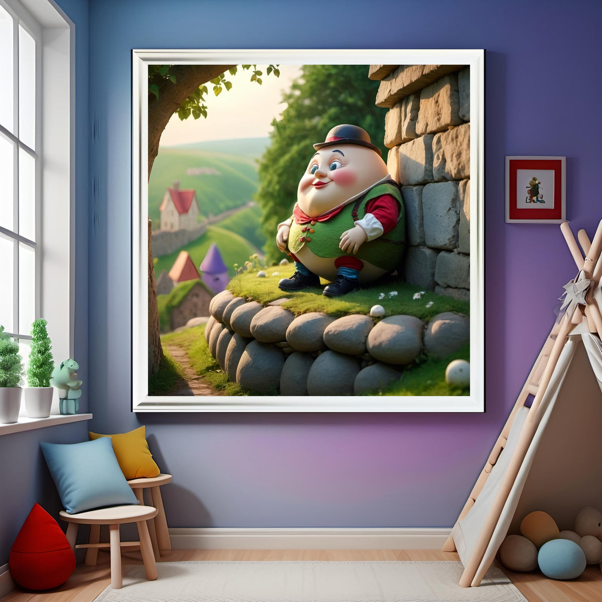 Humpty Dumpty Nursery Rhyme Art: Whimsical Storybook Illustration (Digital Download)