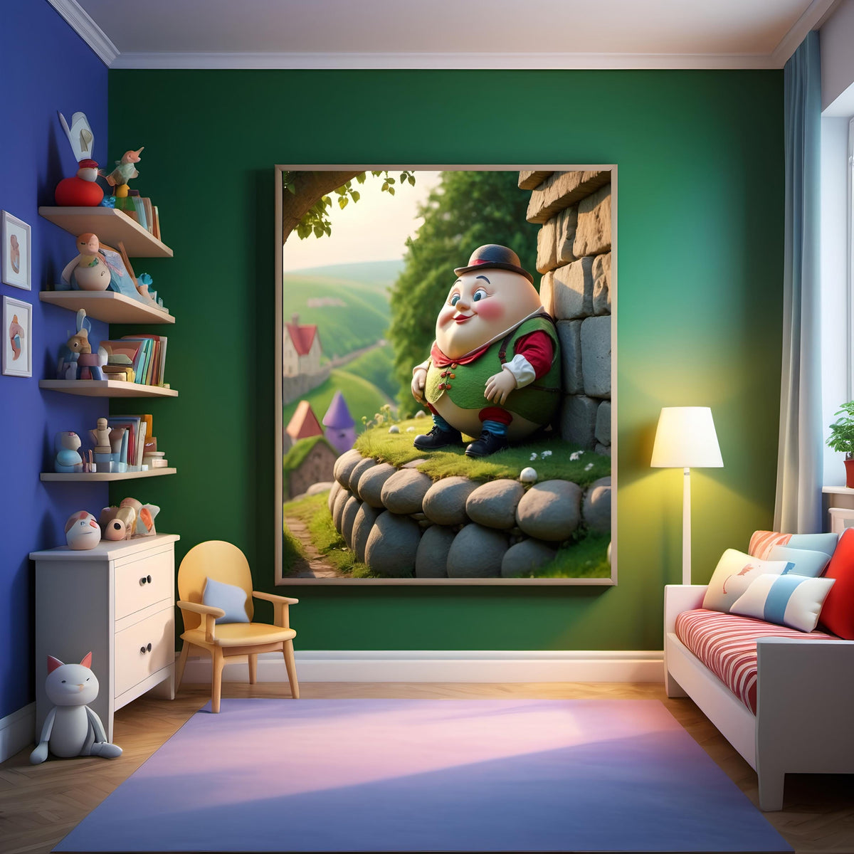 Humpty Dumpty Nursery Rhyme Art: Whimsical Storybook Illustration (Digital Download)