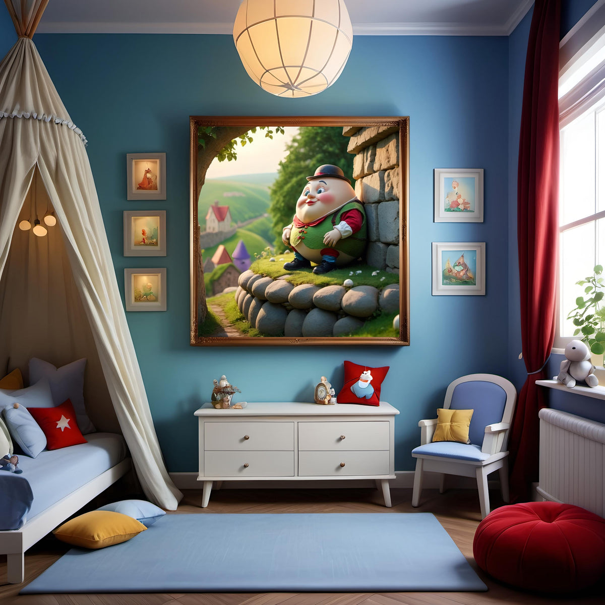 Humpty Dumpty Nursery Rhyme Art: Whimsical Storybook Illustration (Digital Download)
