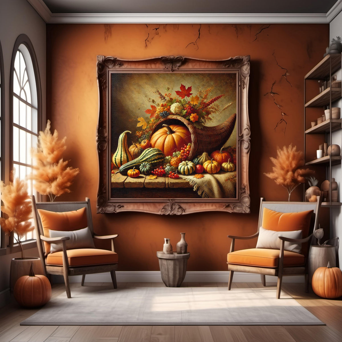 Autumn Cornucopia Still Life Print: Harvest Gourds & Pumpkins (Digital Download)