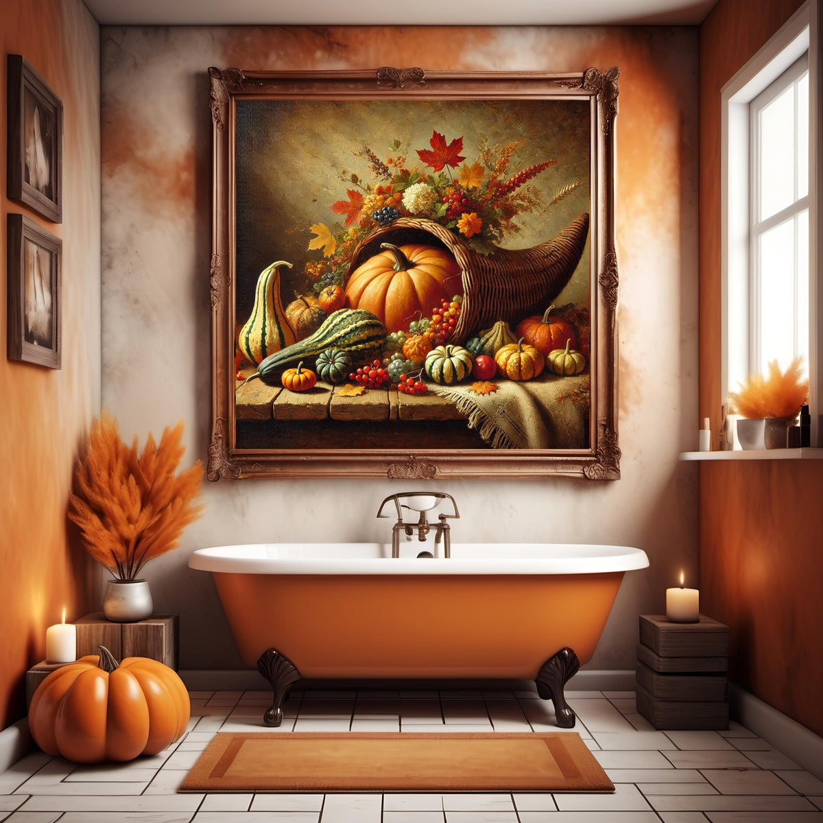 Autumn Cornucopia Still Life Print: Harvest Gourds & Pumpkins (Digital Download)