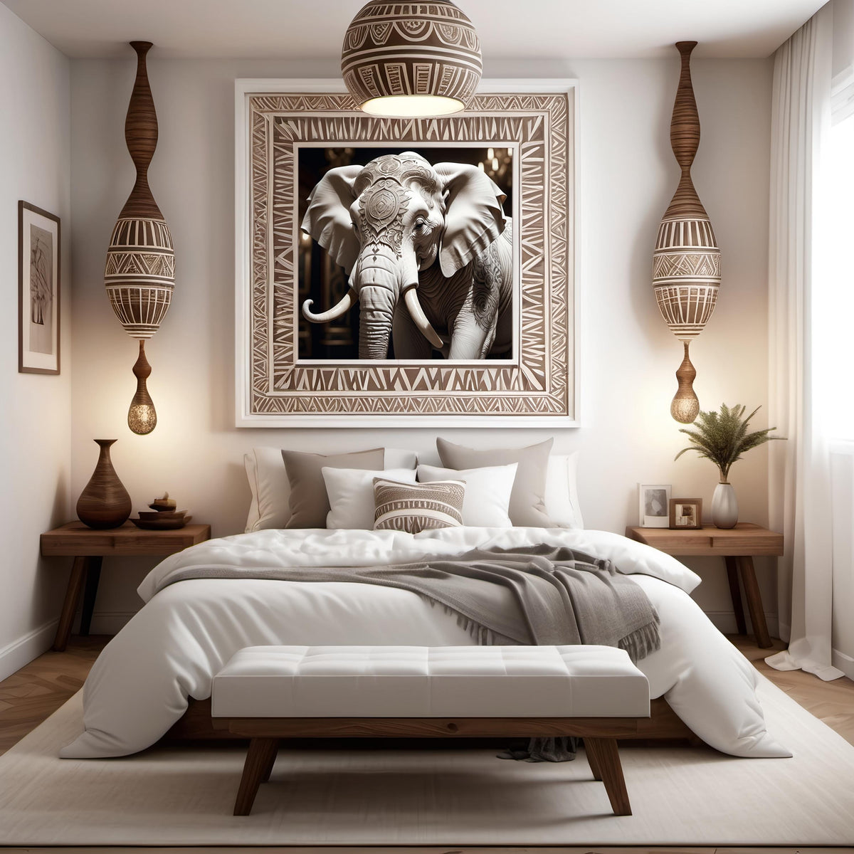 Tattooed Elephant Art Print: Bold Animal Wall Decor (Digital Download) 2