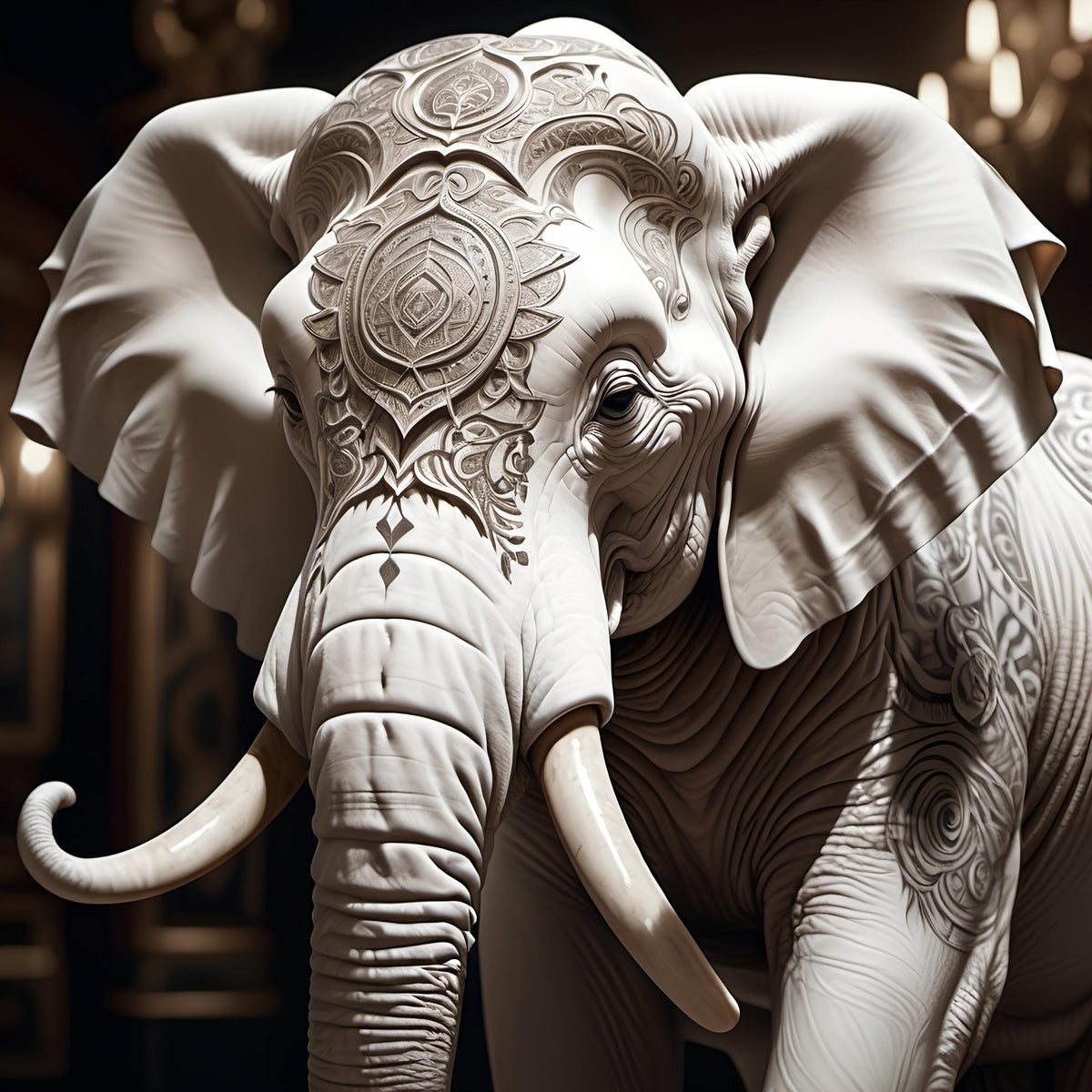 Tattooed Elephant Art Print: Bold Animal Wall Decor (Digital Download) 2