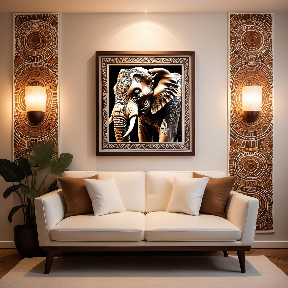 Tattooed Elephant Art Print: Intricate Animal Design (Digital Download)
