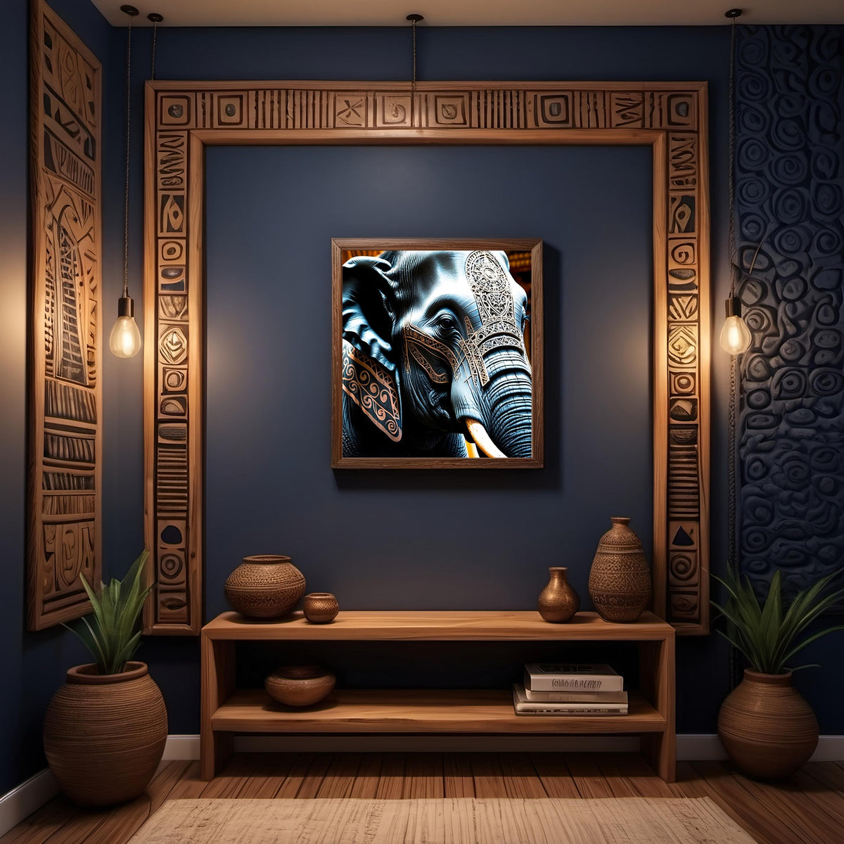 Tattooed Elephant Art Print: Intricate Animal Wall Decor (Digital Download)