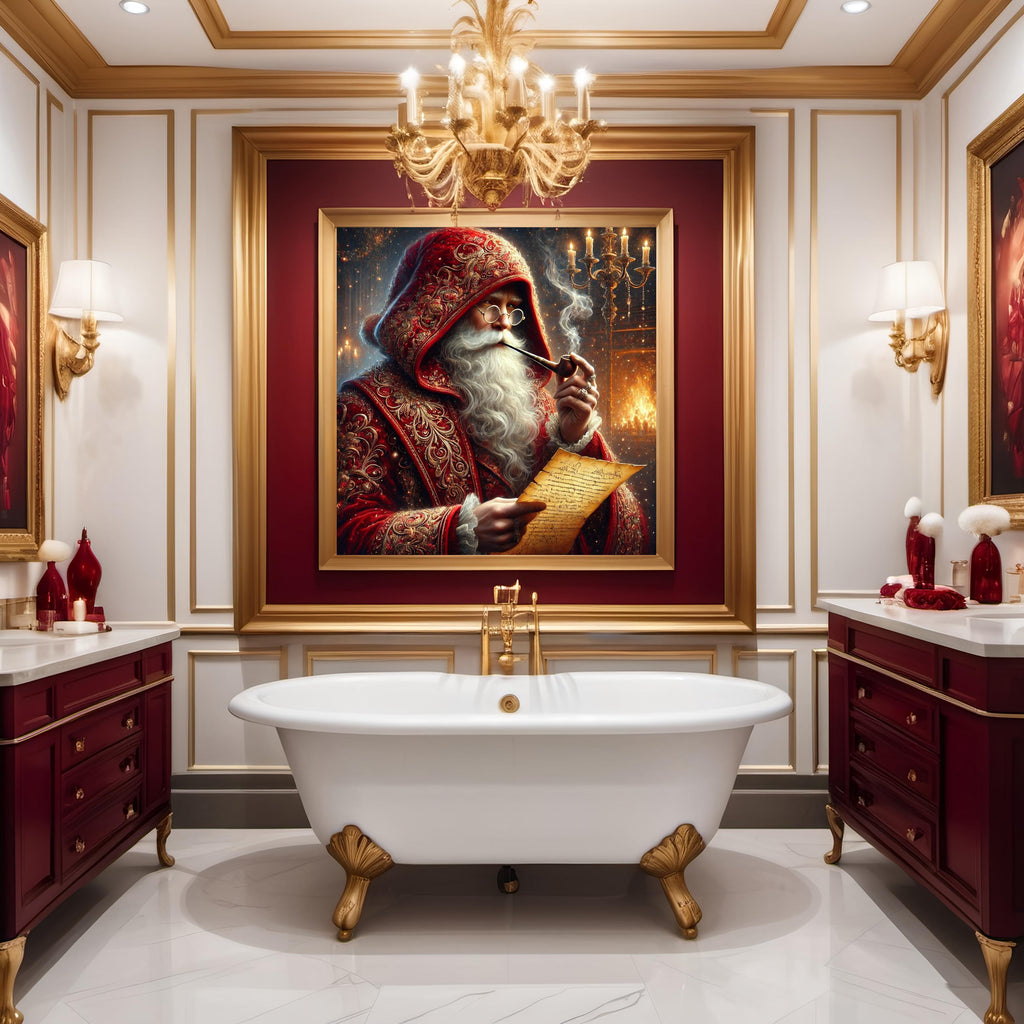 Victorian Santa Art Print: Classic Christmas Fireplace Scene (Digital Download)