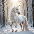 Winter Unicorn Art Print: Magical Snow Forest (Digital Download)