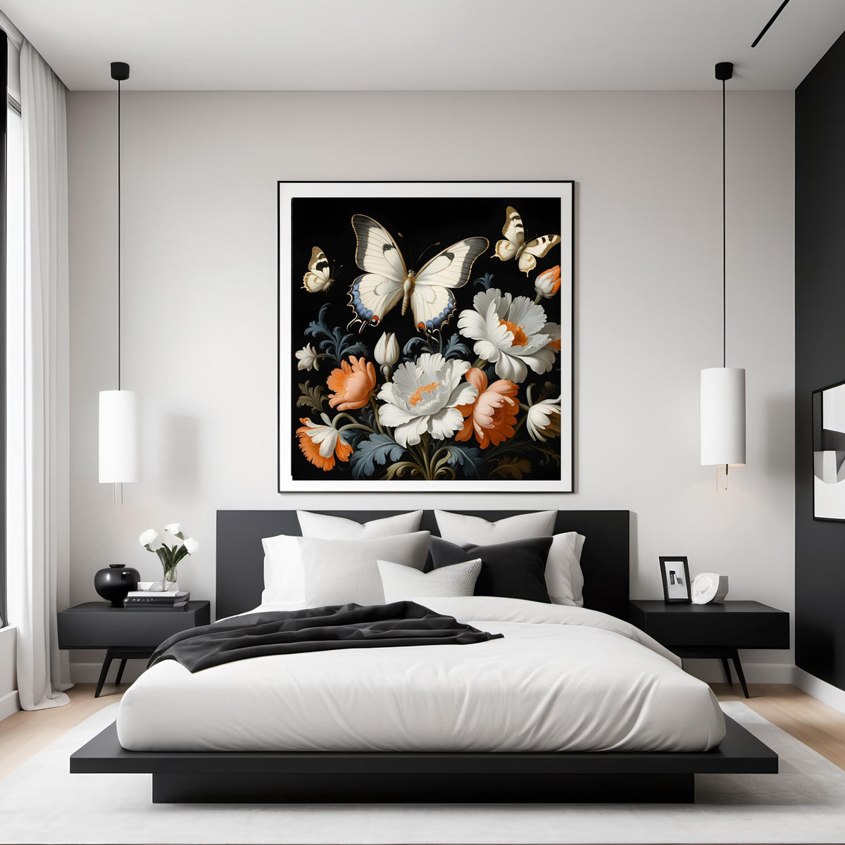 Butterfly Floral Art Print: Vintage Rococo Style (Digital Download)