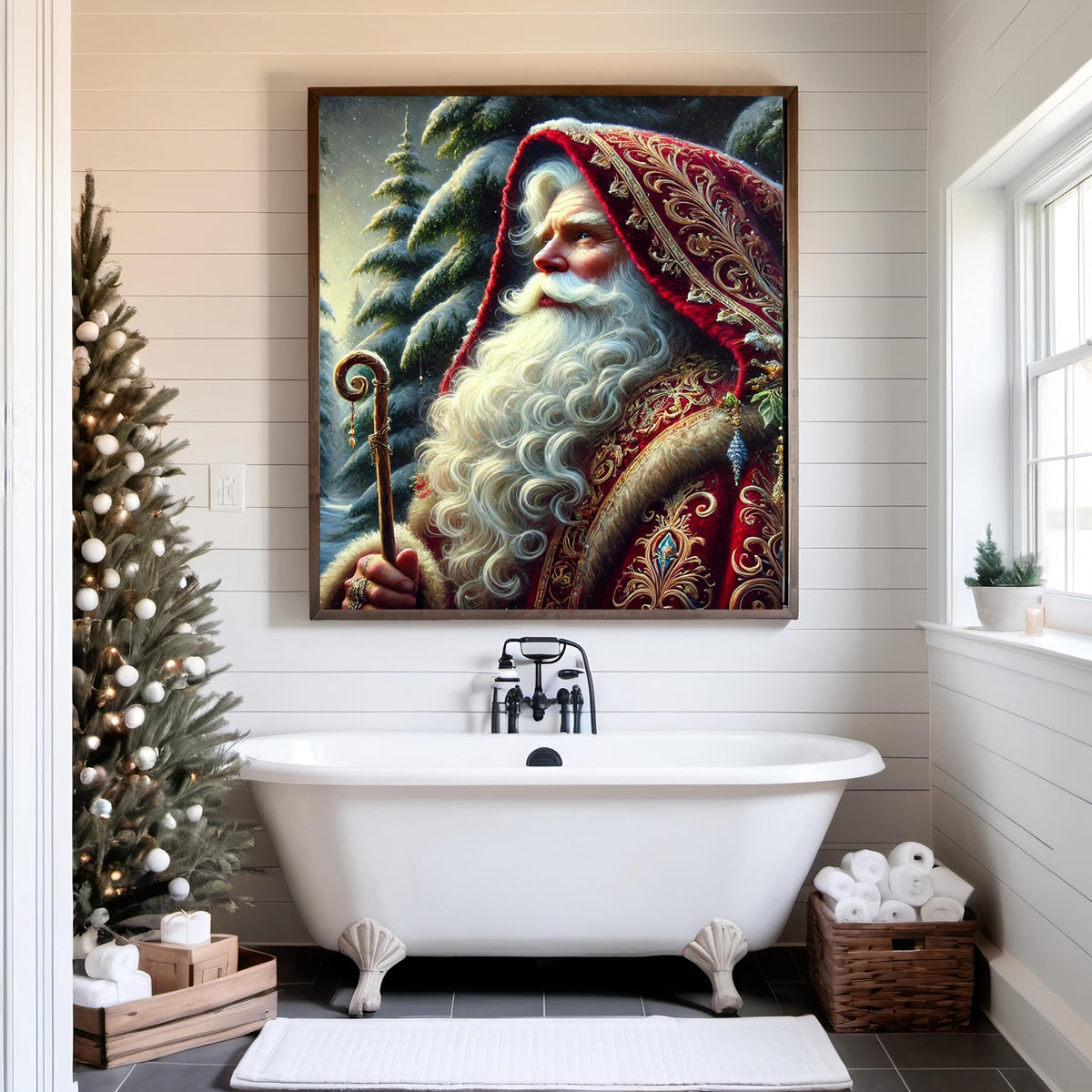 Vintage Victorian Santa Claus Portrait: Festive Christmas Decor (Digital Download)