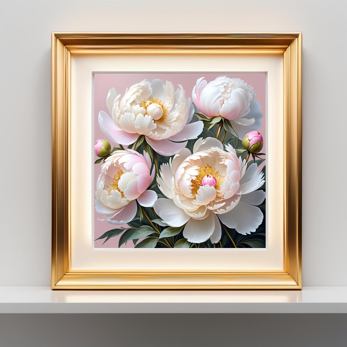 Pink Peony Floral Painting: Elegant Flower Wall Art (Digital Download)