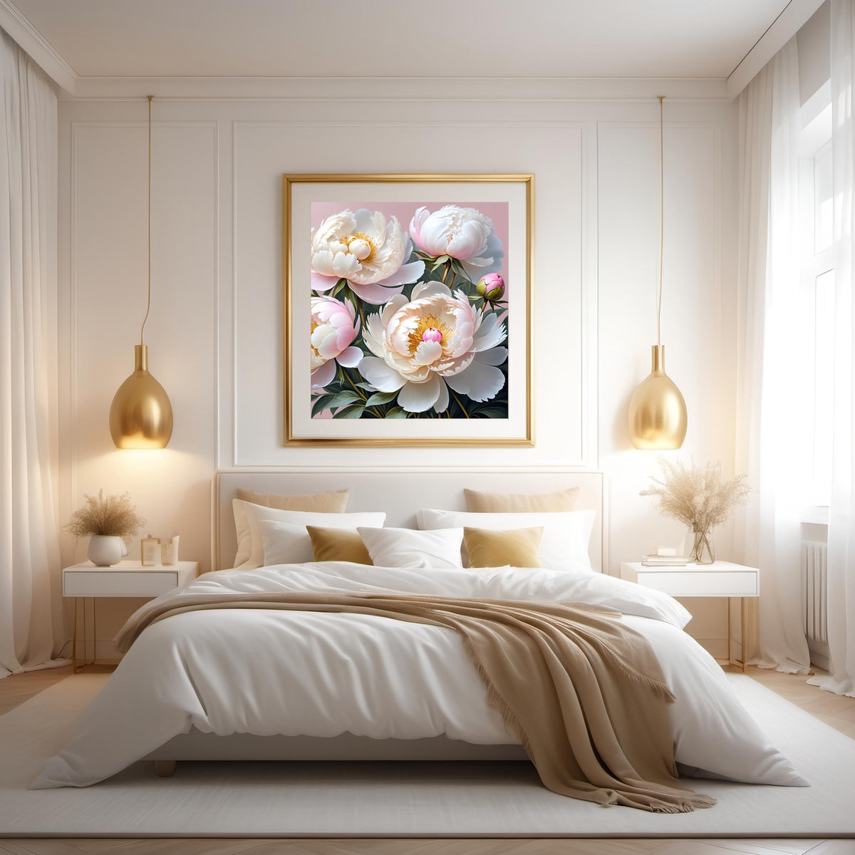 Pink Peony Floral Painting: Elegant Flower Wall Art (Digital Download)