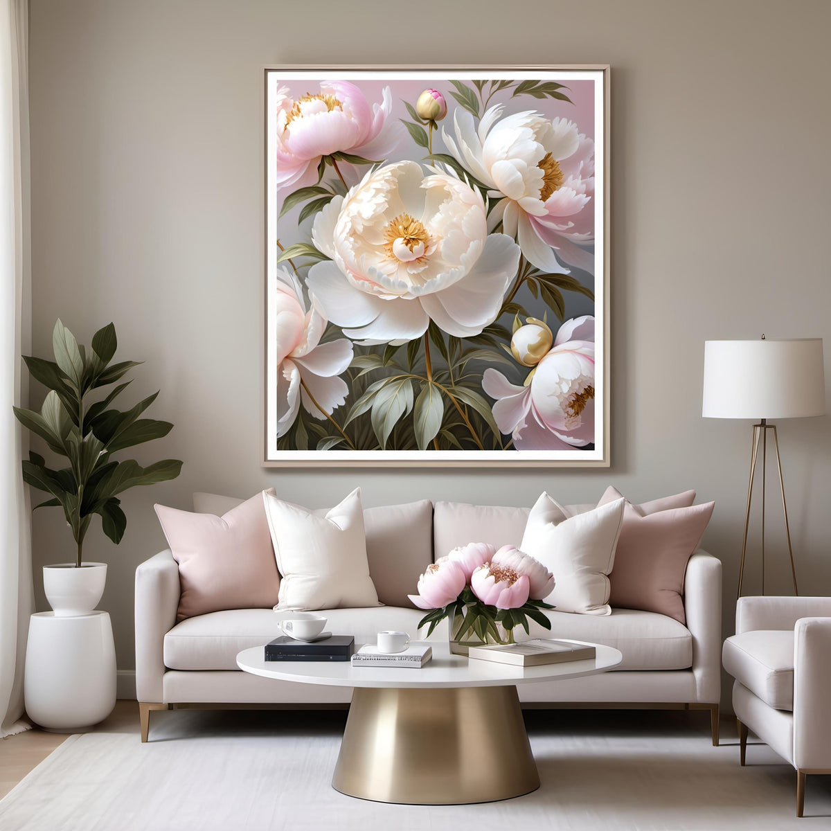 Pink Peony Floral Print: Elegant 4K Wall Art (Digital Download)
