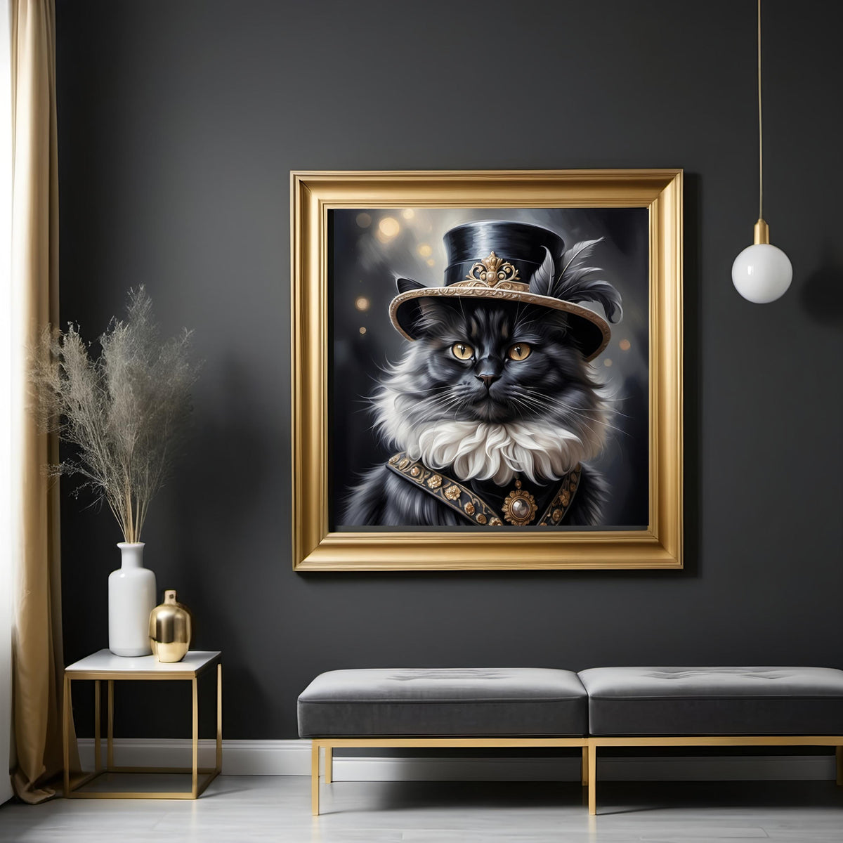 Victorian Cat Wall Art: Aristocratic Feline in Top Hat (Digital Download)