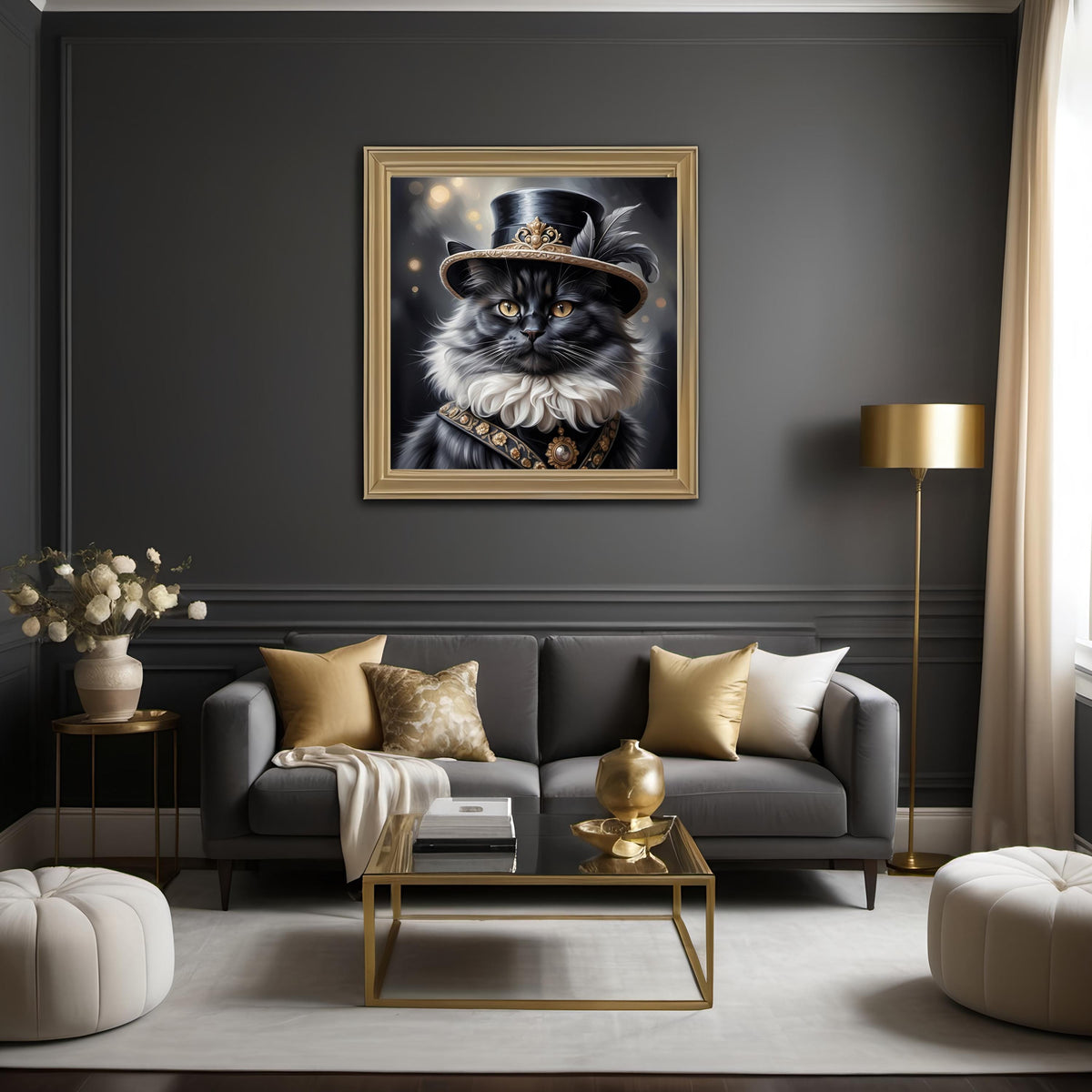 Victorian Cat Wall Art: Aristocratic Feline in Top Hat (Digital Download)