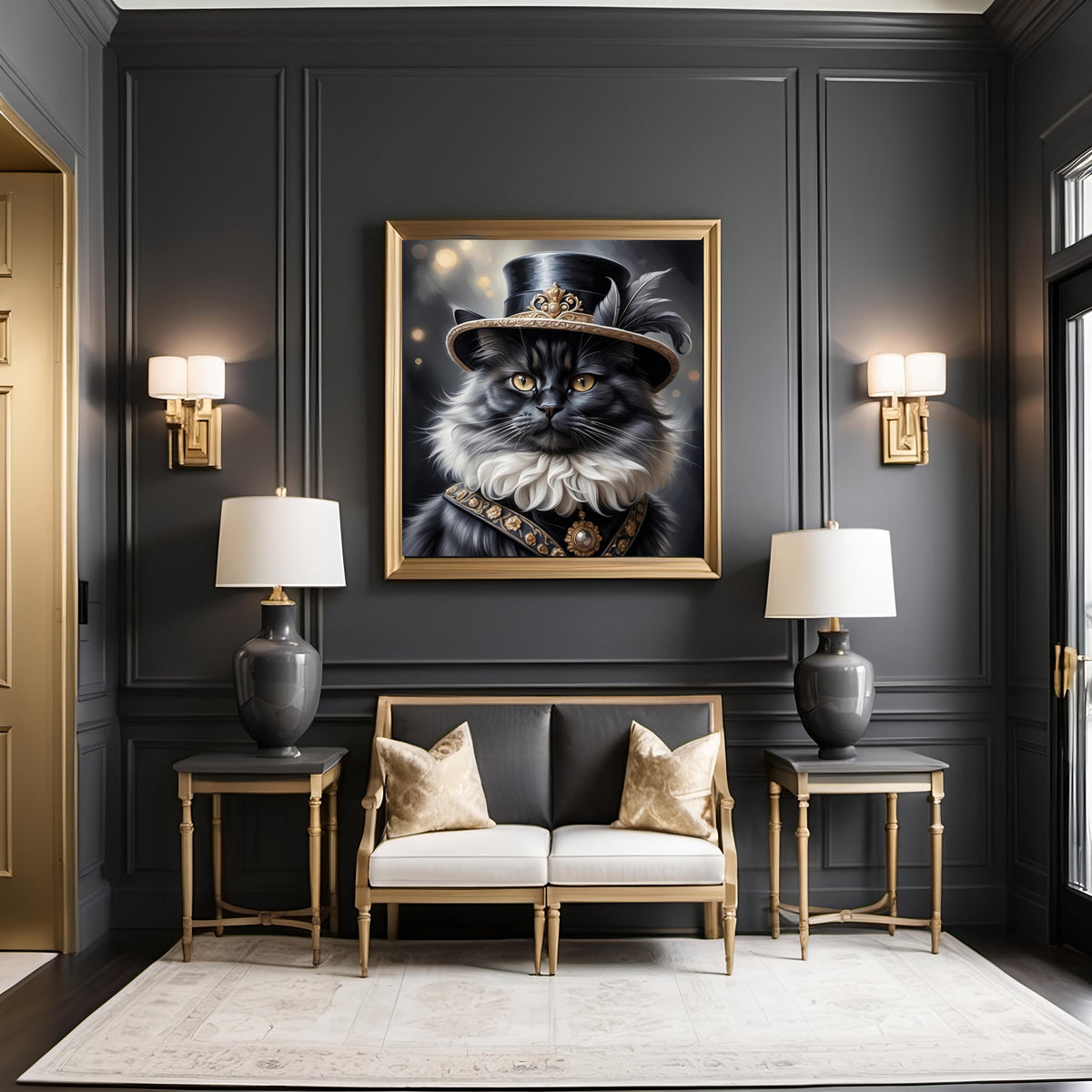 Victorian Cat Wall Art: Aristocratic Feline in Top Hat (Digital Download)