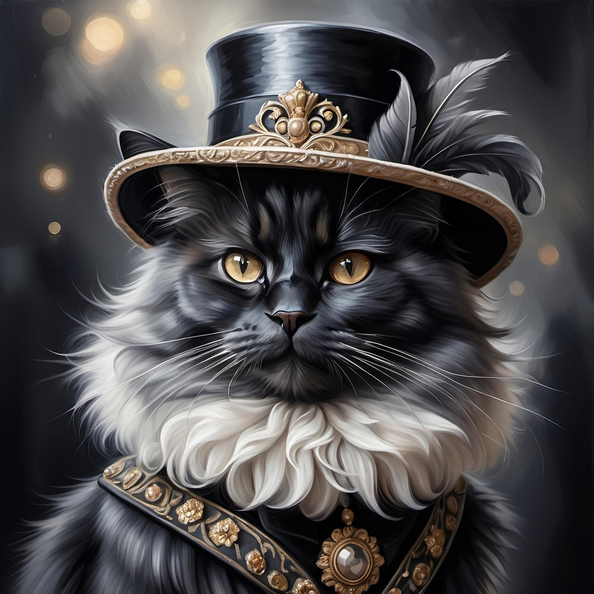 Victorian Cat Wall Art: Aristocratic Feline in Top Hat (Digital Download)