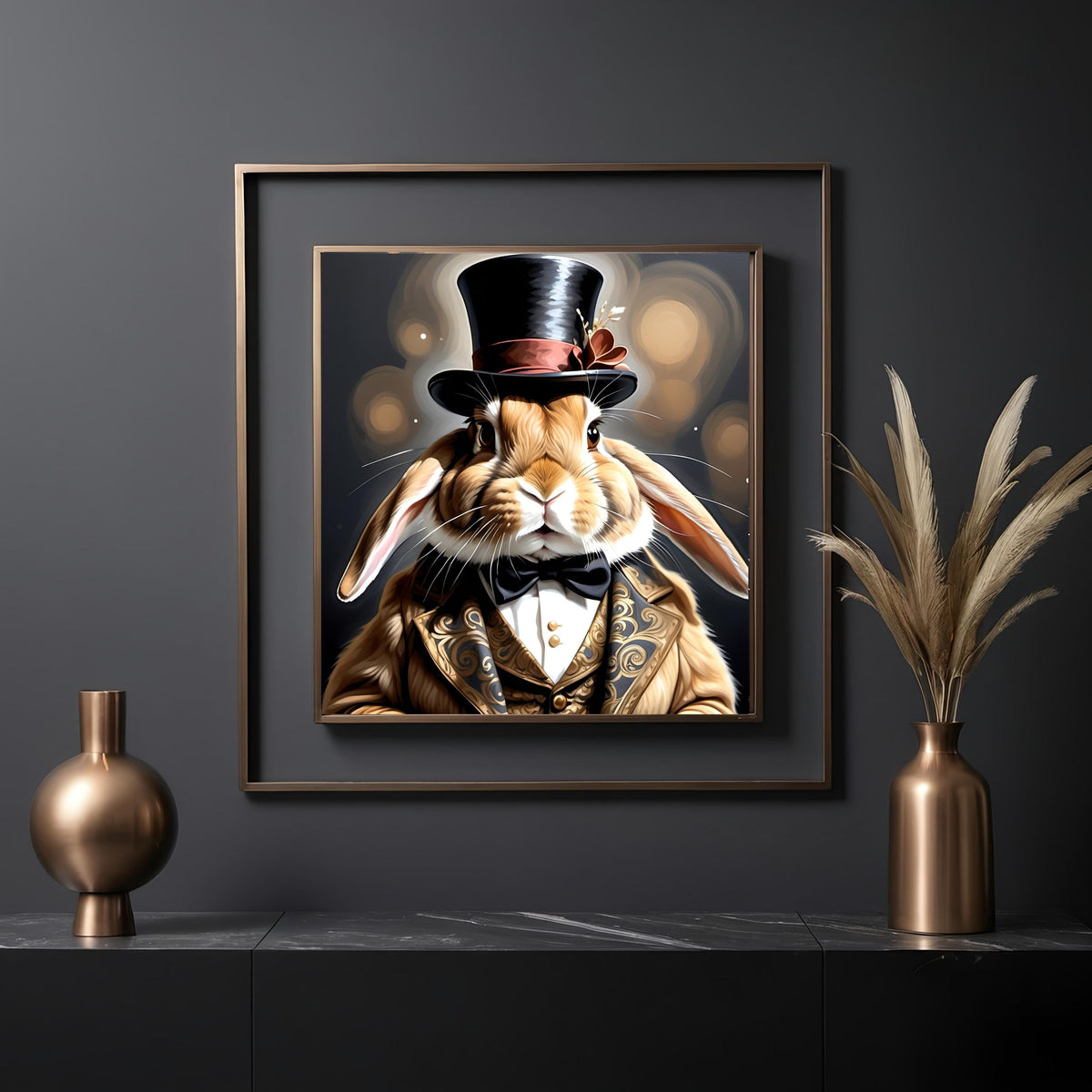 Victorian Rabbit Portrait: Dapper Bunny in Top Hat (Digital Download) 2
