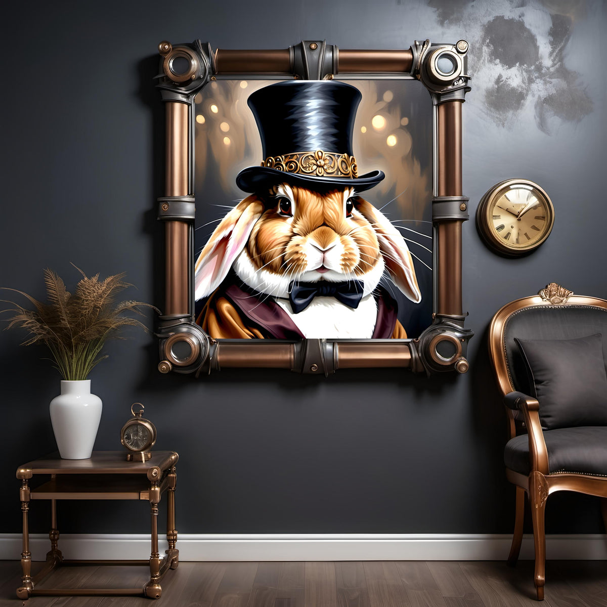 Victorian Rabbit Portrait: Dapper Bunny in Top Hat (Digital Download)