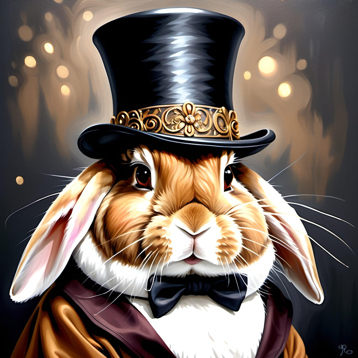Victorian Rabbit Portrait: Dapper Bunny in Top Hat (Digital Download)