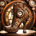 Steampunk Boot Print: Clockwork High Heel, Victorian Fantasy (Digital Download)