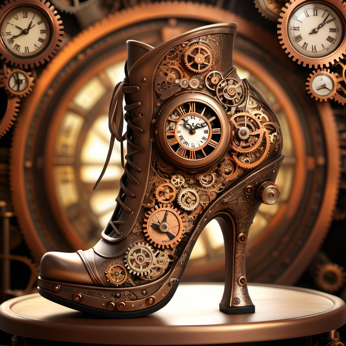 Steampunk Boot Print: Clockwork High Heel, Victorian Fantasy (Digital Download)
