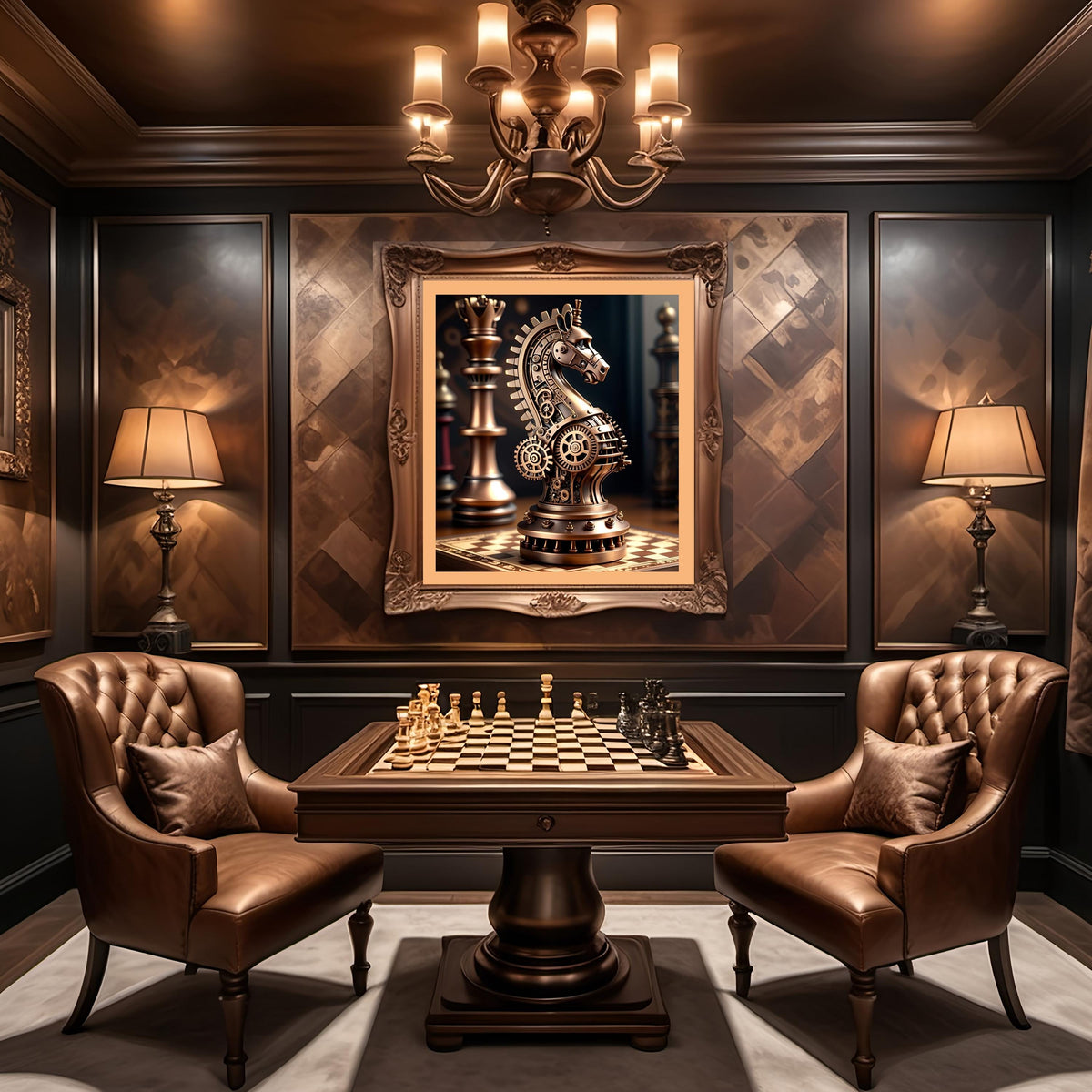 Steampunk Chess Knight Art: Vintage Mechanical Horse Print (Digital Download)