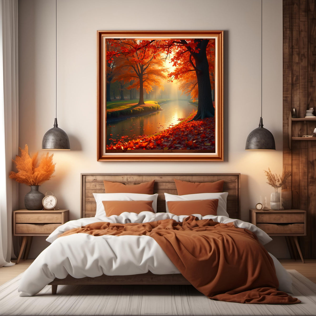 Autumn River Landscape Art Print: Serene Fall Scene (Digital Download)
