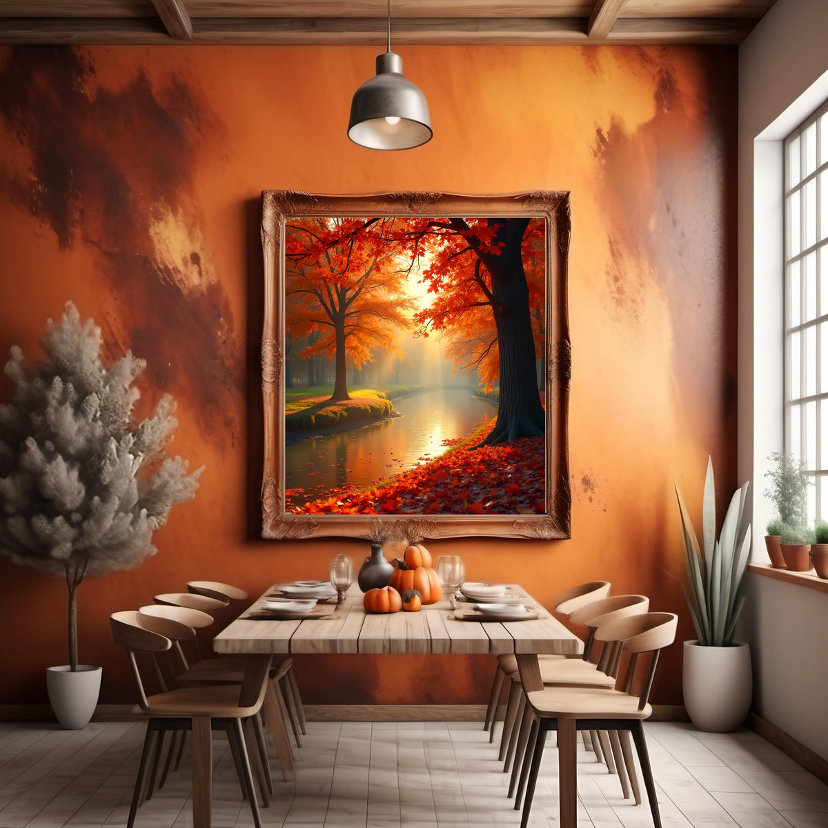 Autumn River Landscape Art Print: Serene Fall Scene (Digital Download)
