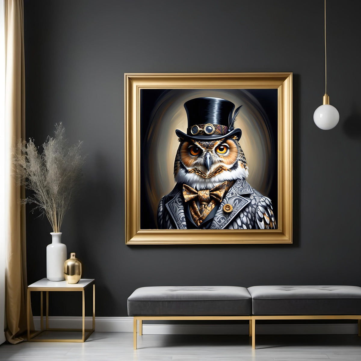 Steampunk Owl Portrait: Victorian Top Hat Digital Print (Digital Download)