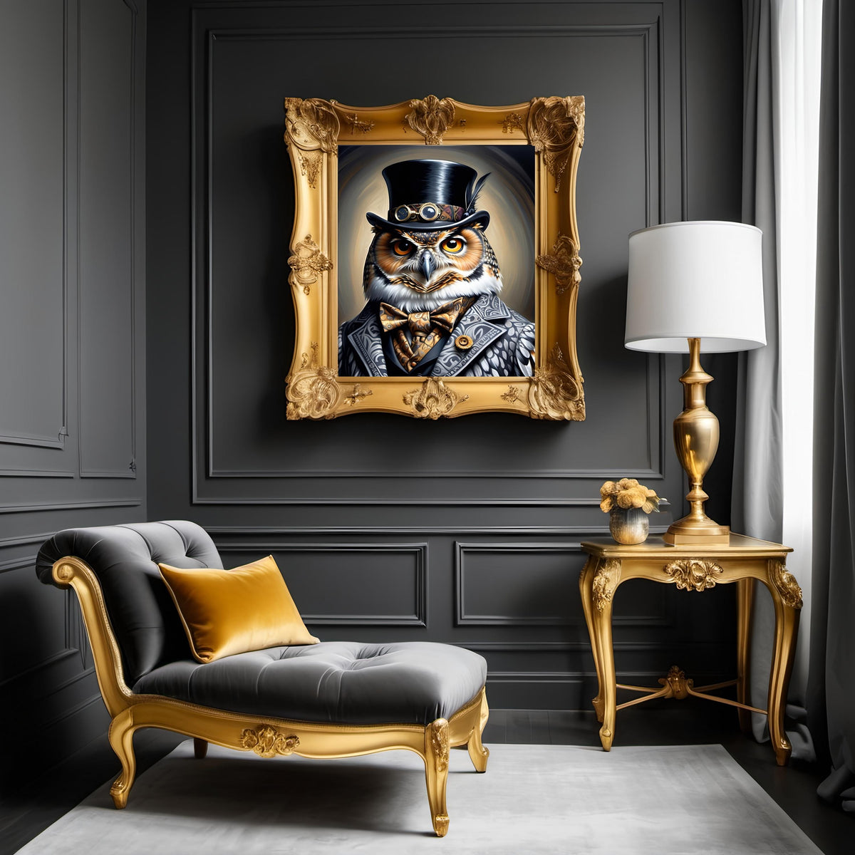 Steampunk Owl Portrait: Victorian Top Hat Digital Print (Digital Download)