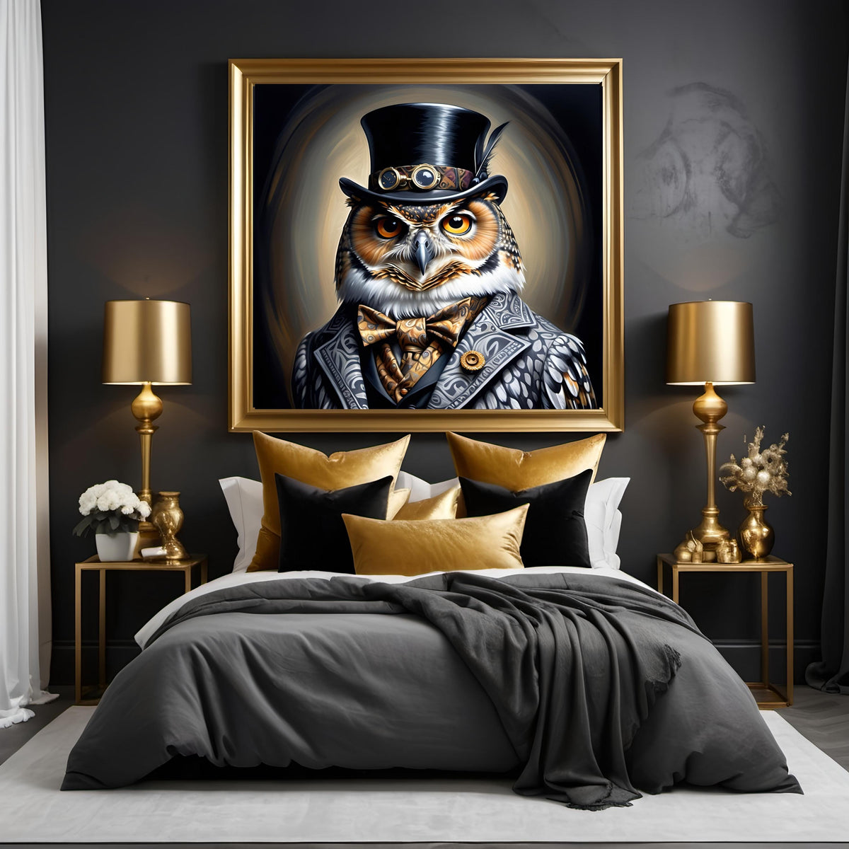 Steampunk Owl Portrait: Victorian Top Hat Digital Print (Digital Download)