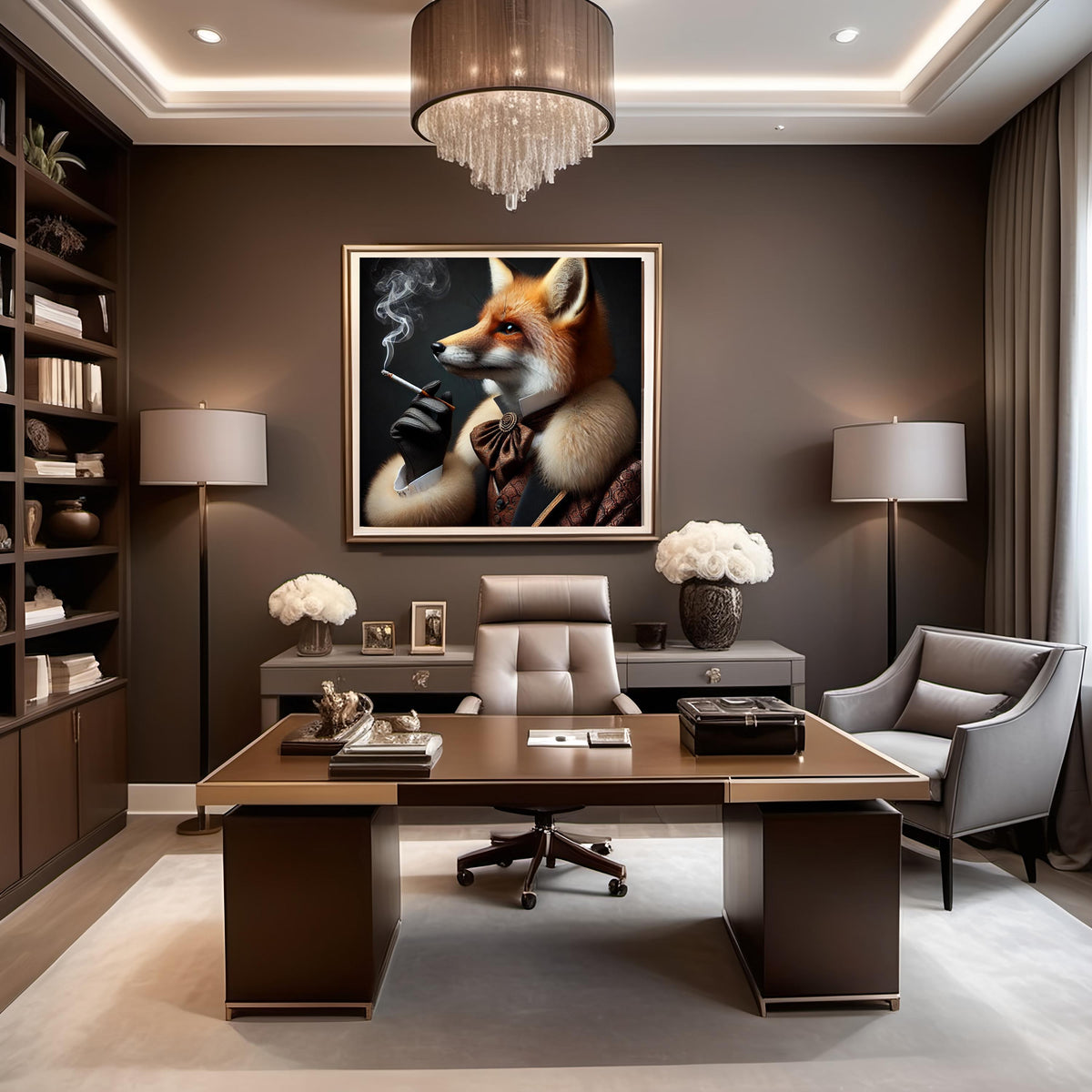 Victorian Red Fox Portrait Art Print: Anthropomorphic Animal Decor (Digital Download)